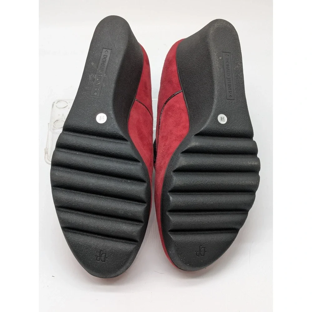 Donald J Pliner Melia Womens 9.5 M Red Suede Wedge Loafers Slip On Heels